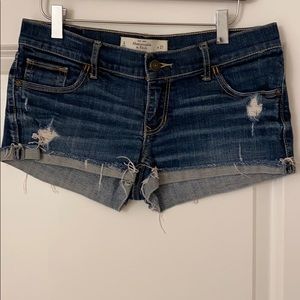 Abercrombie & Fitch Denim Fringe Bottom Shorts